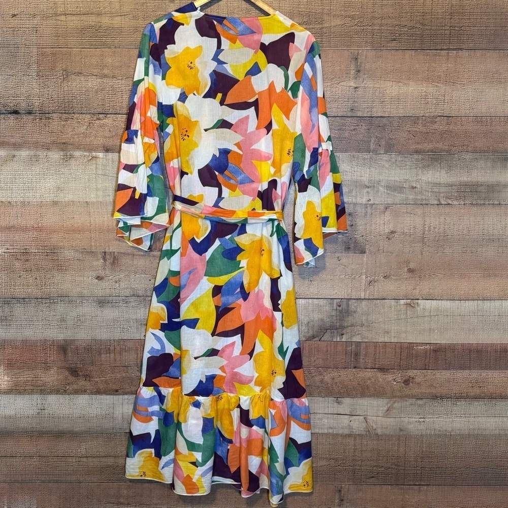 🌻 True Destinations Print Voile Cover Up Kimono Tropical Resort Boho Medium* - Picture 4 of 12